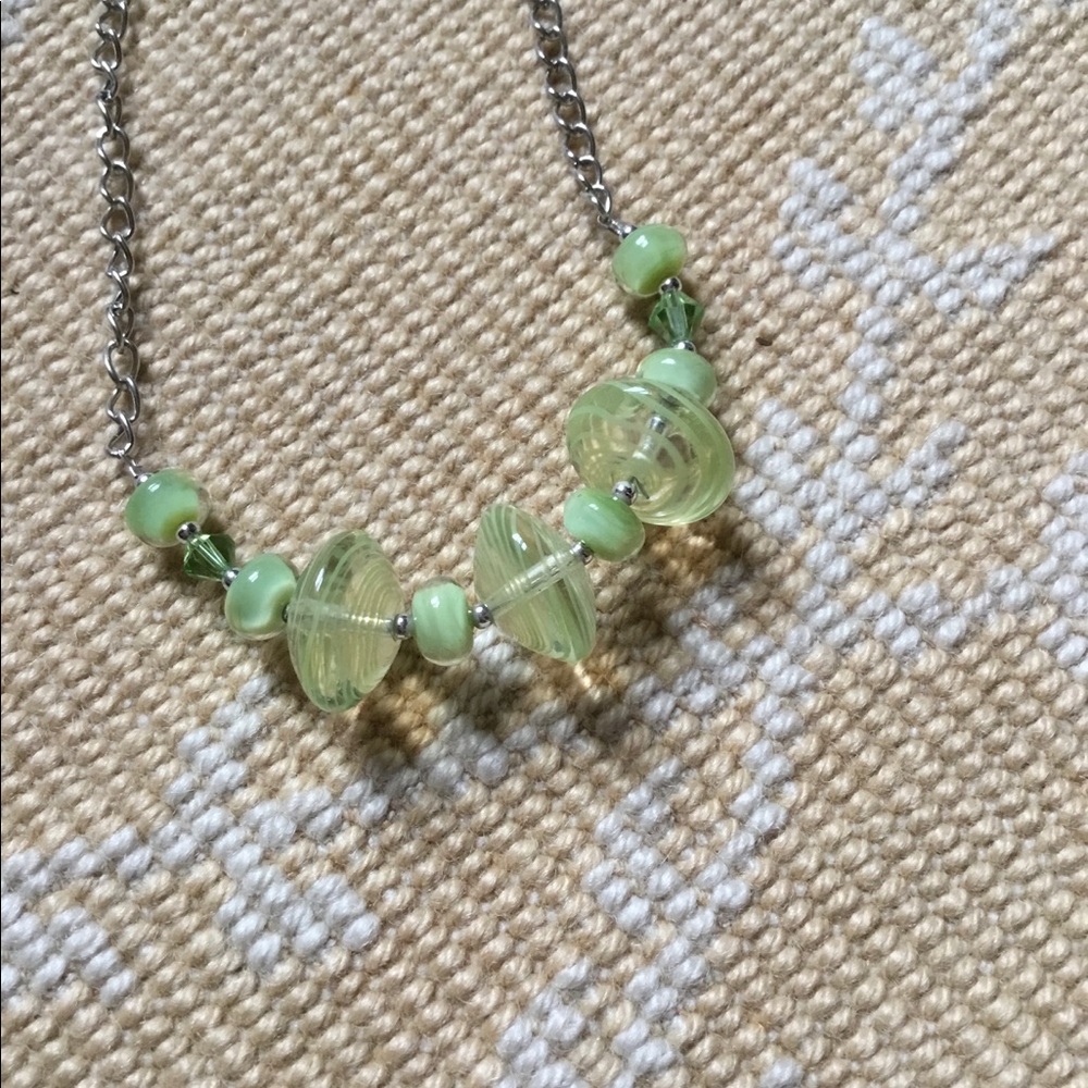 Green glass necklace